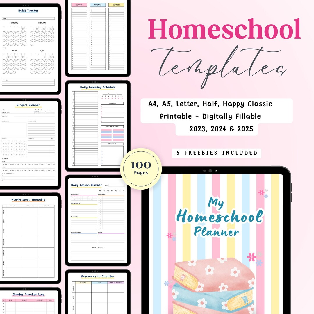 2024 Homeschool Planner Pages, Homeschool Planner, Digital Homeschool