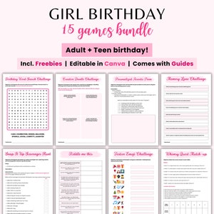 Teen Birthday Games, Girls Birthday Teen Party, Slumber Party Games Teen Girl Sweet 16, Tween Birthday Game Bundle, Teen Sleepover 11th 21st