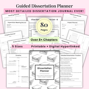 Thesis Journal, Dissertation Planner, Masters Project Planner, Supervisor Meetings, PhD Research Dissertation Plan, Literature Review, Study