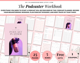 Podcast Planner Worksheet, Podcast Tracker, Podcaster Podcast Plan PDF, Podcast Checklist, Episode Podcast Kit, Interview Planning Template