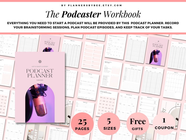 Podcast Planner Worksheet, Podcast Tracker, Podcaster Podcast Plan PDF, Podcast Checklist, Episode Podcast Kit, Interview Planning Template