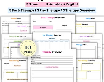 Pre and Post Therapy Session Notes, Therapy Tools, Therapy Overview, Therapist Sheets, Therapy Progress, Therapy Notes, Therapy Session Log