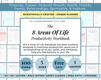 8 Areas of Life Planner Printable Digital PDF, Goal Planner, Goal Setting, Productivity Planner, Life Vision, Dream Life, Self Love Planner