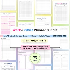 Office Work Planner and Organizer, Work To Do Checklist, Custom Employee Planner, Printable Schedule and Editable Business Meetings Tracker