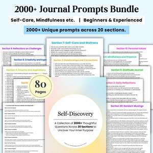 2000 Journal Prompts, Journal Prompts for Mental Health, Beginners, Deep Prompts, Journaling Pages, Anxiety, Emotional Self Healing Therapy
