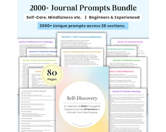 2000 Journal Prompts, Journal Prompts for Mental Health, Beginners, Deep Prompts, Journaling Pages, Anxiety, Emotional Self Healing Therapy