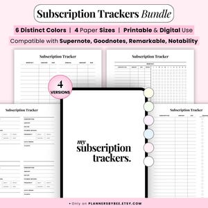 Subscription Tracker Printable, Membership Checklist, Expense Tracker, Budget Template, Monthly, Quarterly, Yearly Subscription Tracker pdf
