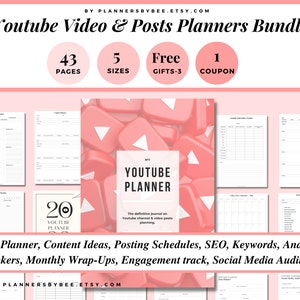 Youtube Planner Social Media Video Vlog Tracker Content Creator Ideas Planner Digital Download Marketing Planner Classic Happy Inserts Blog