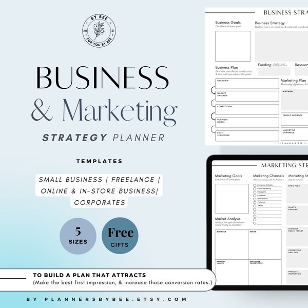 Business Plan, Marketing Workbook, Marketing & Business Strategy Planner, StartUp Workbook, Marketing Worksheet, Business Marketing Template