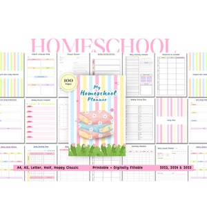 Homeschool Planner Printable: Academic Lesson, Daily Schedule (Digital Download)