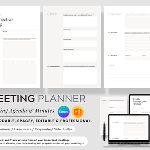 Meeting Agenda Template, Business Meeting Minutes, Office Meeting Checklist, Client Meeting Agenda, Board Meeting Notes, Meeting Notebook