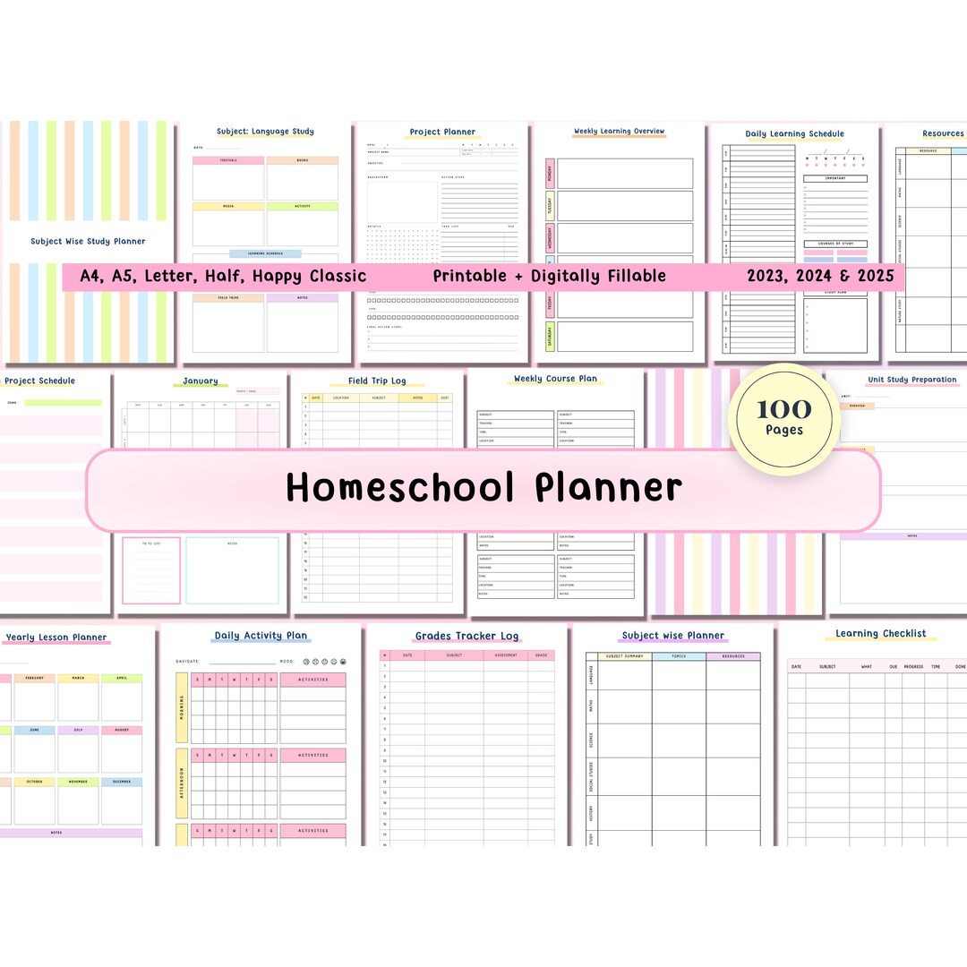 Homeschool Planner Pages, Homeschool Planner BUNDLE, Printable ...