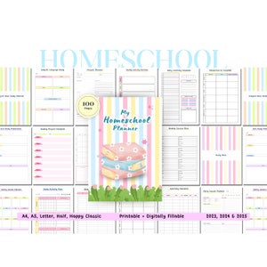 Homeschool Planner Editable PDF, Homeschool Lesson Planner, Homeschooling Planner, Homeschool Organizer, Homeschool Schedule, Record Keeping