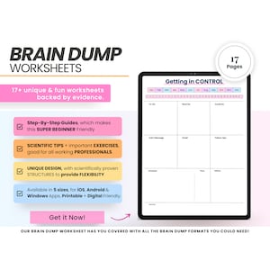Brain Dump Printable, Thought Organizer, Productivity, Daily Planner, Task Trackers & Notes, Declutter Organizer, Ideas Tracker PDF