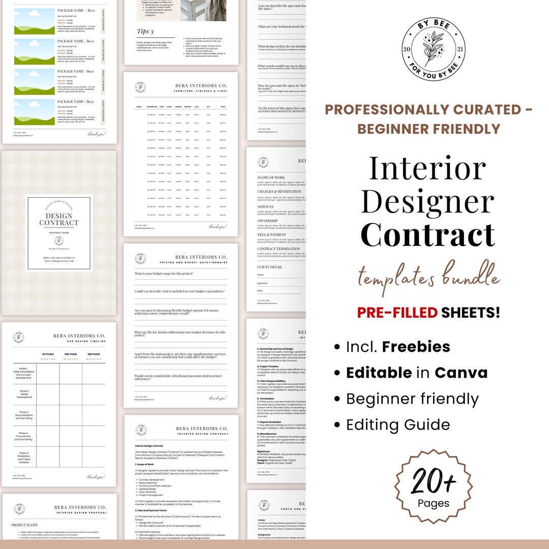 Interior Design Contract, Client Agreement, Services Agreement ...