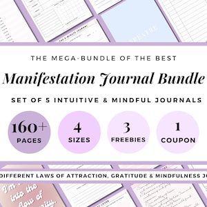 Manifestation Journal Prompt Bundle Manifestation Templates Ideas Law Of Attraction Planner Wellness Gratitude Spiritual Planner Shadow Work