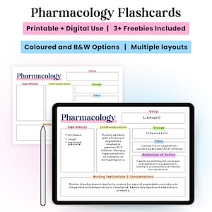 Pharmacology template, pharmacology gift, student flash cards, nurse in the making, nursing pocket guide, dosage sheets, editable med note
