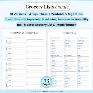 Grocery List Simple price checklist, Low carb food shopping lists, Master grocery maker meal plan, weekly healthy digital printable template