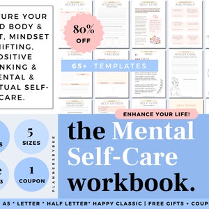 Self Care Worksheet, Wellness Planner, Mental Health Journal, Mood Tracker, Workbook Self Care Journal, Self Care Kit, Self Care Planner