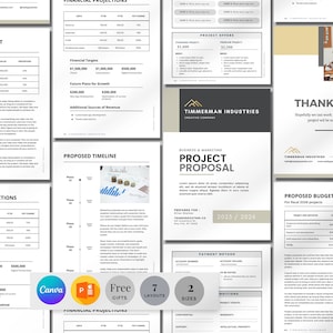 Project Proposal Template, Editable Business Proposal Templates, Project quote, Marketing Price List, Canva Pitch Deck, Small Business Plan