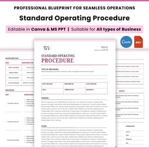 Standard Operating Procedure Template, SOP Business Document, Employee Work Procedure, Operational Human Resources Work Guidelines Template