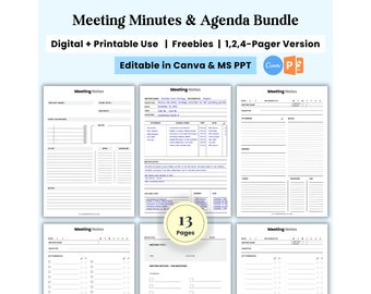 Meeting notes, Meeting notes pdf, Meeting agenda, Meeting minutes, Meeting minutes template, Meeting notes template, Printable Business note