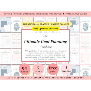 Goal Planner Bundle, 2026 Goal Tracker,  SMART Goal Setting Kit, Monthly Habits Reflections, Daily Goals Planner, Productivity Personal Goal