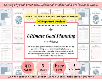 Goal Planner Bundle, 2026 Goal Tracker,  SMART Goal Setting Kit, Monthly Habits Reflections, Daily Goals Planner, Productivity Personal Goal