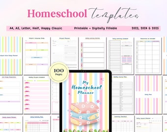 Homeschool Planner, Home school teacher planner, Printable Homeschool planner pages, Lesson Planner, Academic Planner, 2024 2024 Lesson Plan