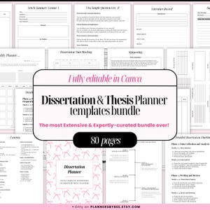 Dissertation Planner: Thesis, PhD, & Research Project Organizer (Digital Download, Canva Editable, A4/US Letter Sizes)