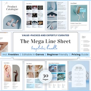 Canva Catalogue template, modern line sheet, wholesale price list, catalog service sale guide, small business editable aesthetic order book