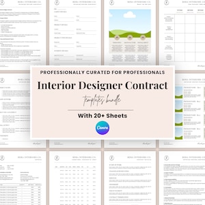 Interior design contract, Interior designer services proposal template, Editable Contract, Designer Business Agreement, Contract Forms Canva