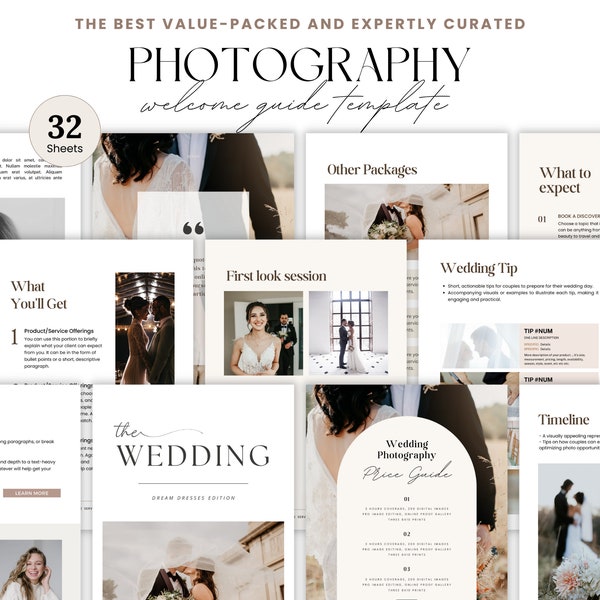 Photography Welcome Guide, Photographer Pricing Guide, Family Photography Style Guide, Photography Price Templates list Wedding Client Canva
