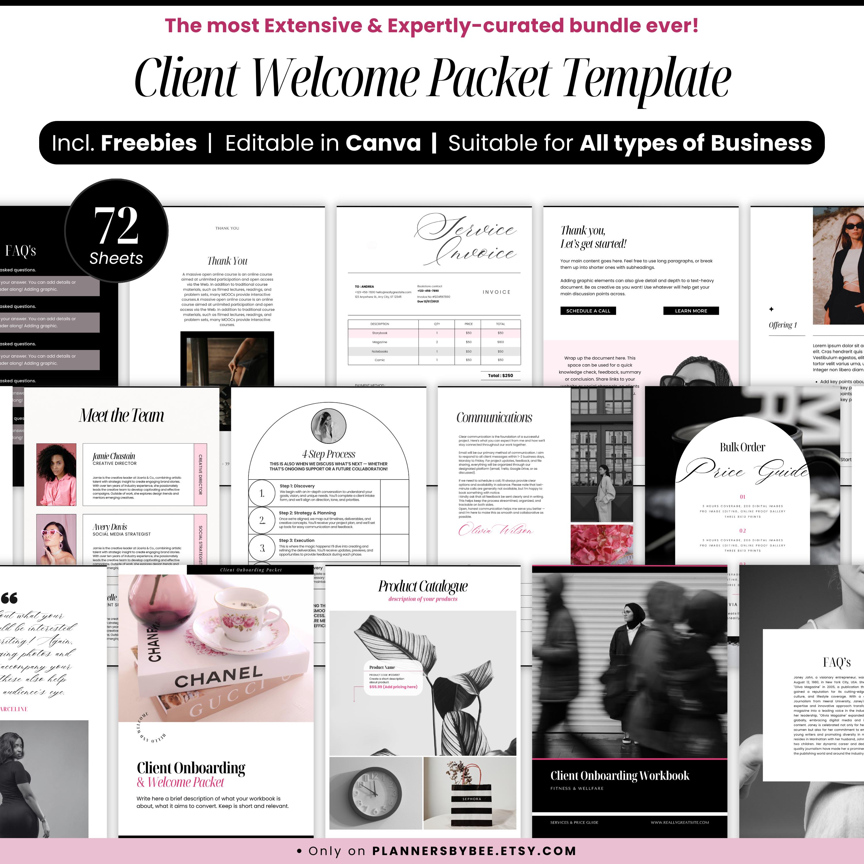 Client Welcome Packet, Onboarding Canva Template, Virtual Assistant, Coaching, Interior Design Welcome Guide Package, Services & Pricing PDF