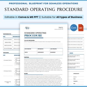 Standard Operating Procedure Template, SOP, Project Details, Business Procedure Document, Work Instruction, Employee Operations Policy, HR