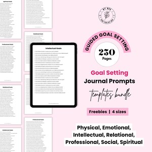 Goal Setting Prompts Journal, Goal Planner BUNDLE, 2025 Goals Tracker, SMART Goal Setting Kit, Productivity, Vision Board Prompts Journal