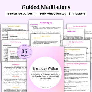 Guided Meditation Journal, Mindfulness Meditation, Morning Meditation Stress Release, Self-Discovery, Daily 5-Minute Gratitude Meditation