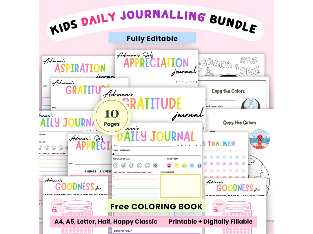 Kids Daily Journal, Printable Kids Journal, DIY Journal Pages, Workbook ...