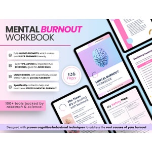 Burnout Book, Stress Anxiety Therapy Workbook, Emotional Burnout Control, ADHD Adult Planner, Stress Processing Journal, Self Care Worksheet