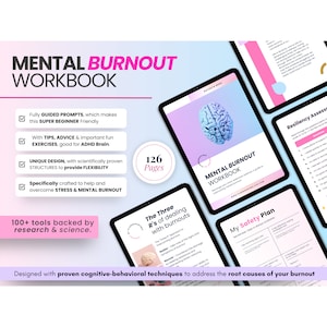 Burnout Book, Stress Anxiety Therapy Workbook, Emotional Burnout Control, ADHD Adult Planner, Stress Processing Journal, Self Care Worksheet