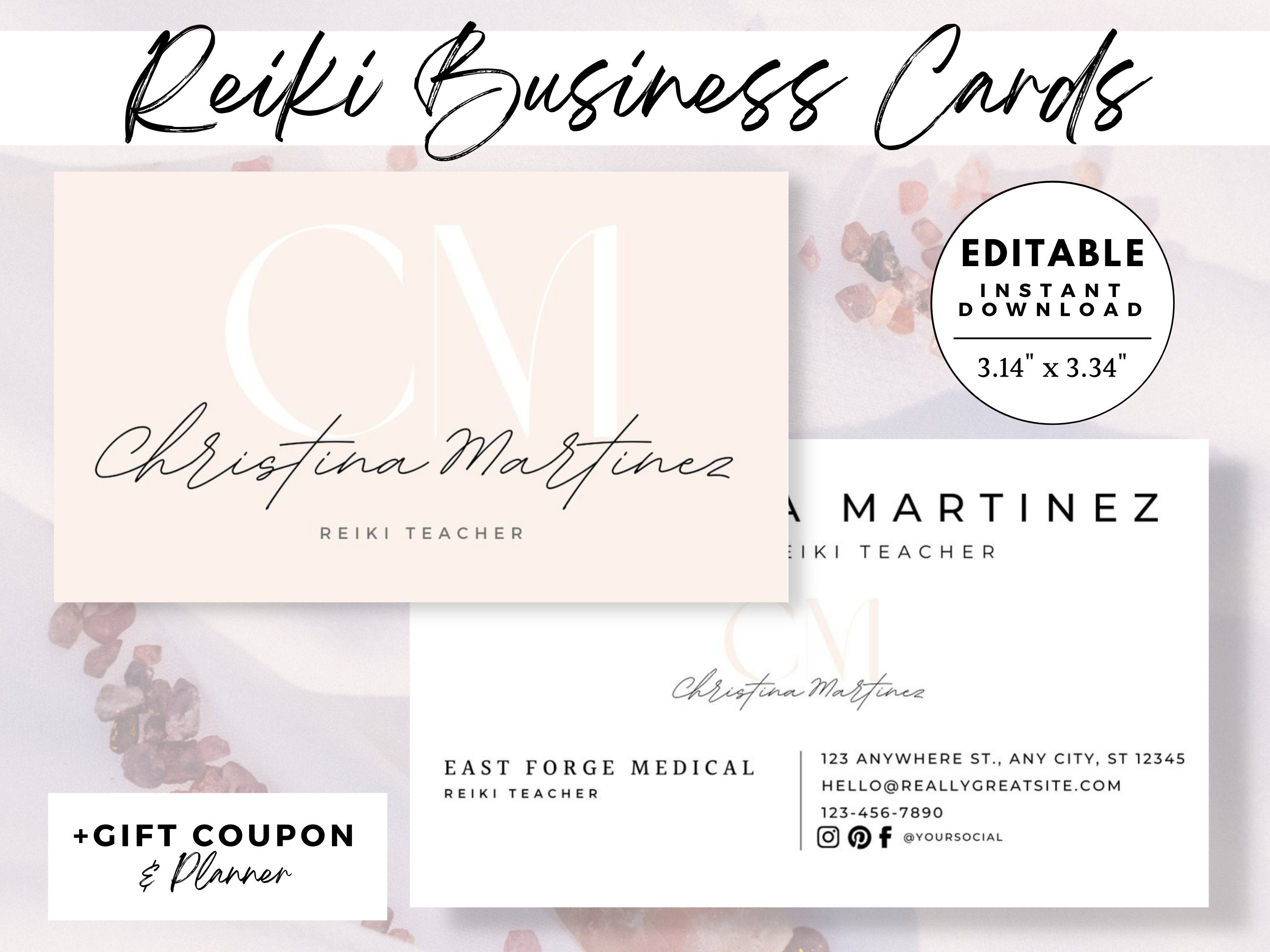 Reiki Business Card Template, Reiki Practitioner Business Cards, Reiki