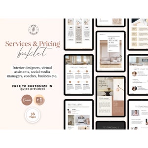 Services & Pricing PDF, Client Welcome Packet, Onboarding Canva Template, Virtual Assistant, Coaching, Interior Design Welcome Guide Package