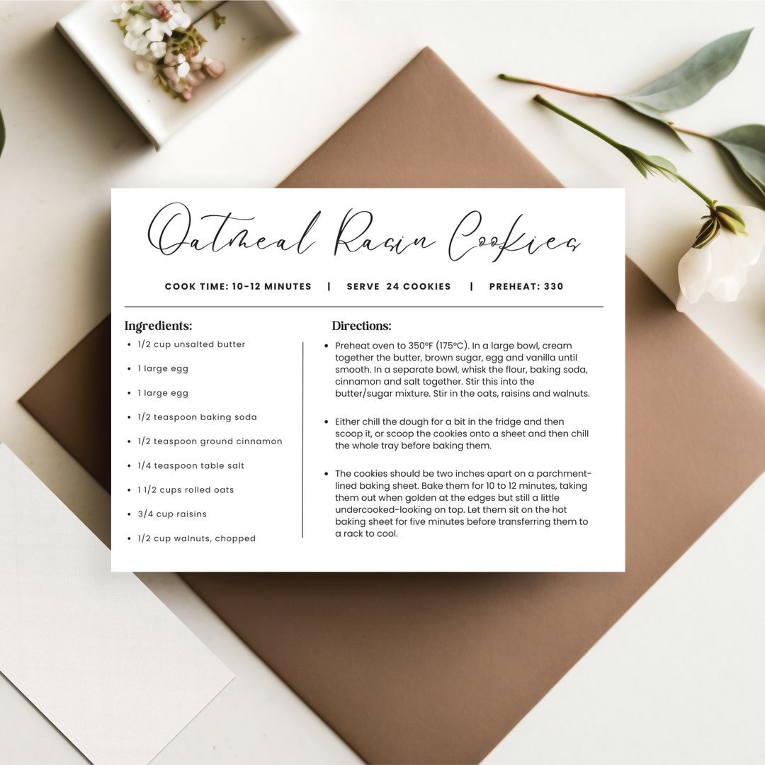 Recipe Card Template Printable, Digital Recipe Card, Editable Recipe ...