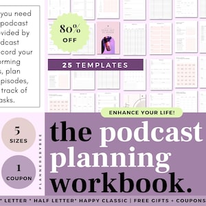Podcast Planner Template,  Episode Podcast Kit, Interview Planning Workbook, Podcast Tracker, Podcaster Podcast Plan PDF, Podcast Checklist