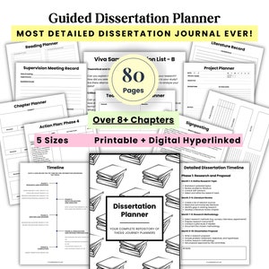 Dissertation Planner, 2025 Thesis Dissertation Journal, Final Year Undergraduate Masters PhD Planner, Supervisor Meetings, Research project