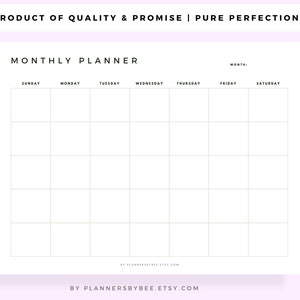 Blank Monthly Calendar Template Printable Landscape Office Work ...