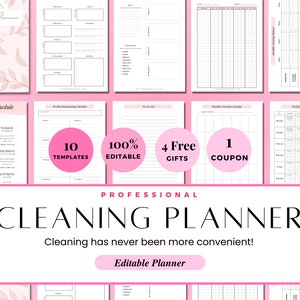 Cleaning Printable Bundle - Cleaning Schedules, Weekly Cleaning Checklist, Monthly Cleaning Guides, EDITABLE Cleaning Planner, House Chores