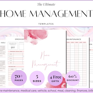 Ultimate Life Planner, Household Planner Printable Adhd Home Management Binder, Cleaning Budget Family Meal Medical Care Travel Daily Weekly