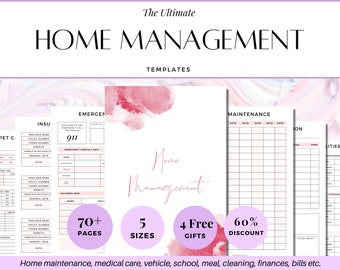 Ultimate Life Planner, Household Planner Printable Adhd Home Management Binder, Cleaning Budget Family Meal Medical Care Travel Daily Weekly