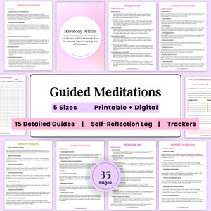 Meditation Journal, Guided Meditation Prompts, Digital Meditation Tracker for Trauma Healing, Emotional Release, Mindfulness Meditation Book